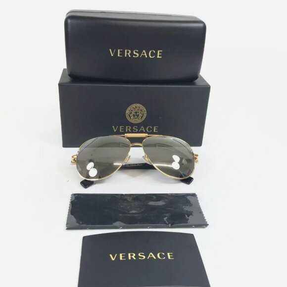 Versace Polarized Mirror Silver Gold Sunglasses main image 6